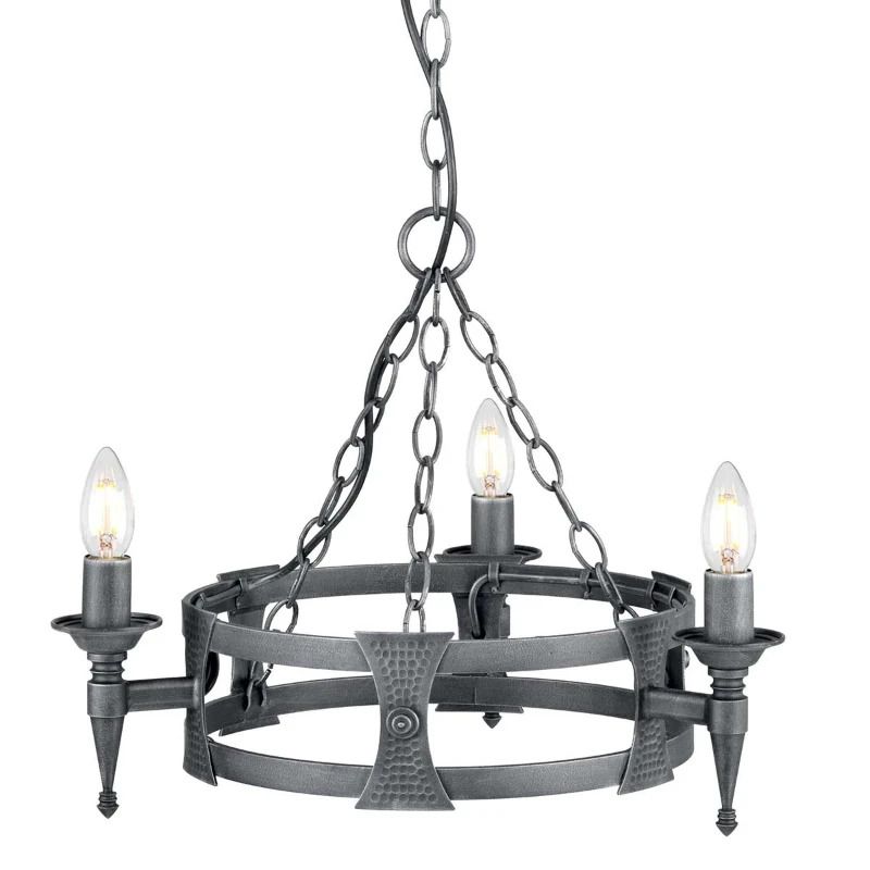 Elstead Lighting LED Kroonluchter | 3X E14 Max 60W | Dimbaar | Black/Silver Patina
