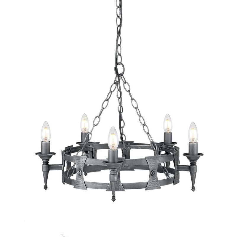 Elstead Lighting LED Kroonluchter | 5X E14 Max 60W | Dimbaar | Black/Silver Patina